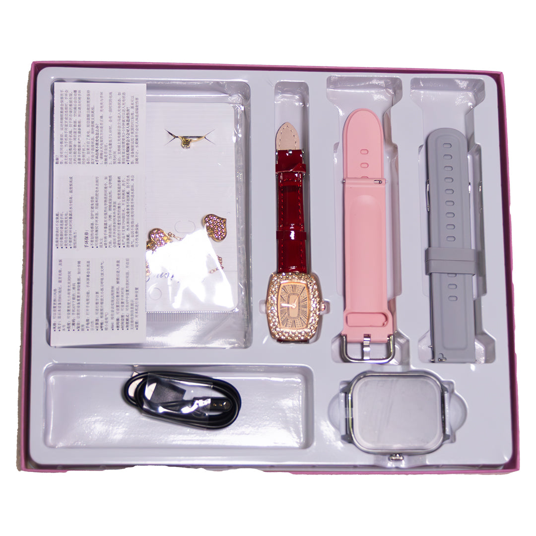 A99 Plus Ladies Smart Watch With 2 Straps, Extra Ladies Watch and Jewellery