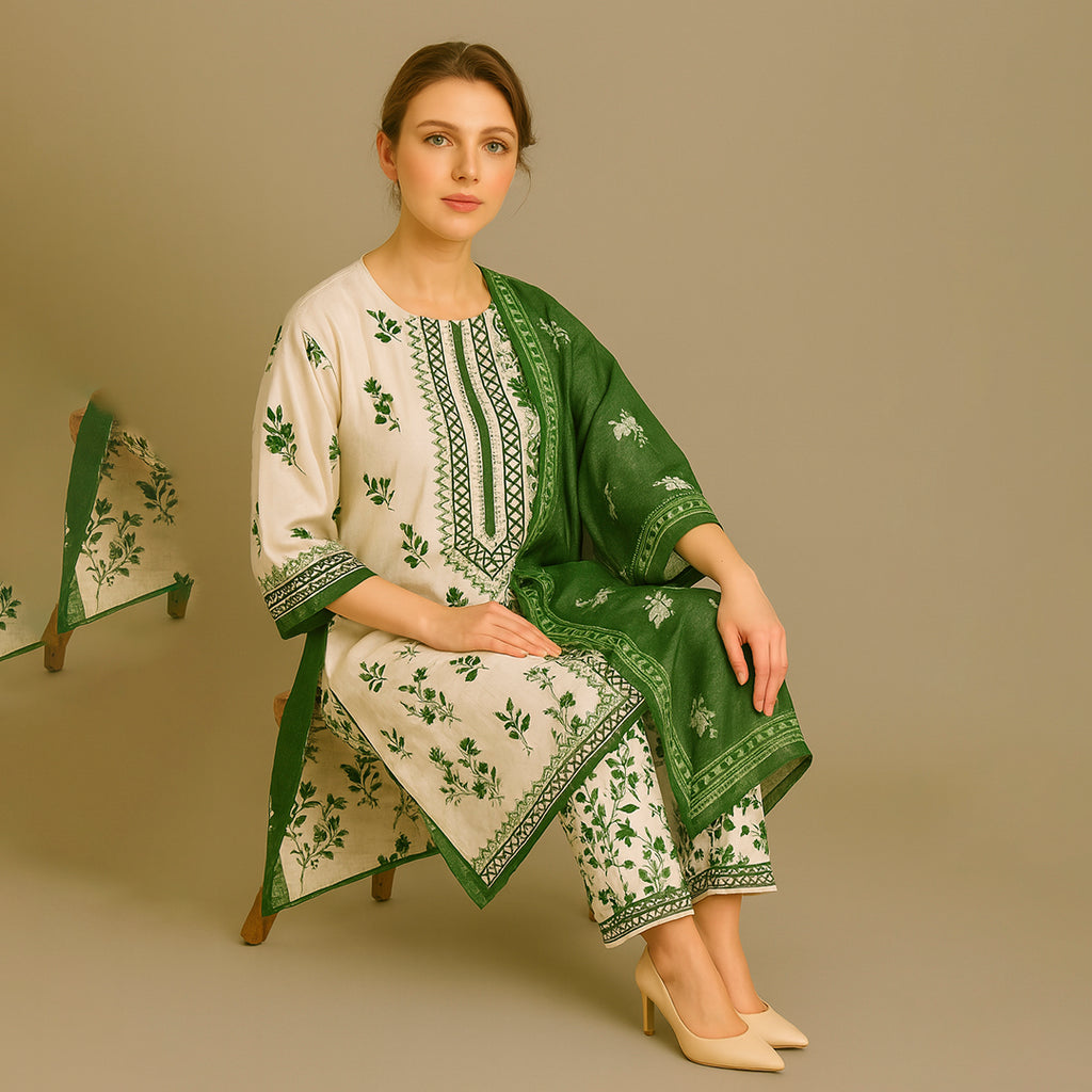 White & Green floral set 6