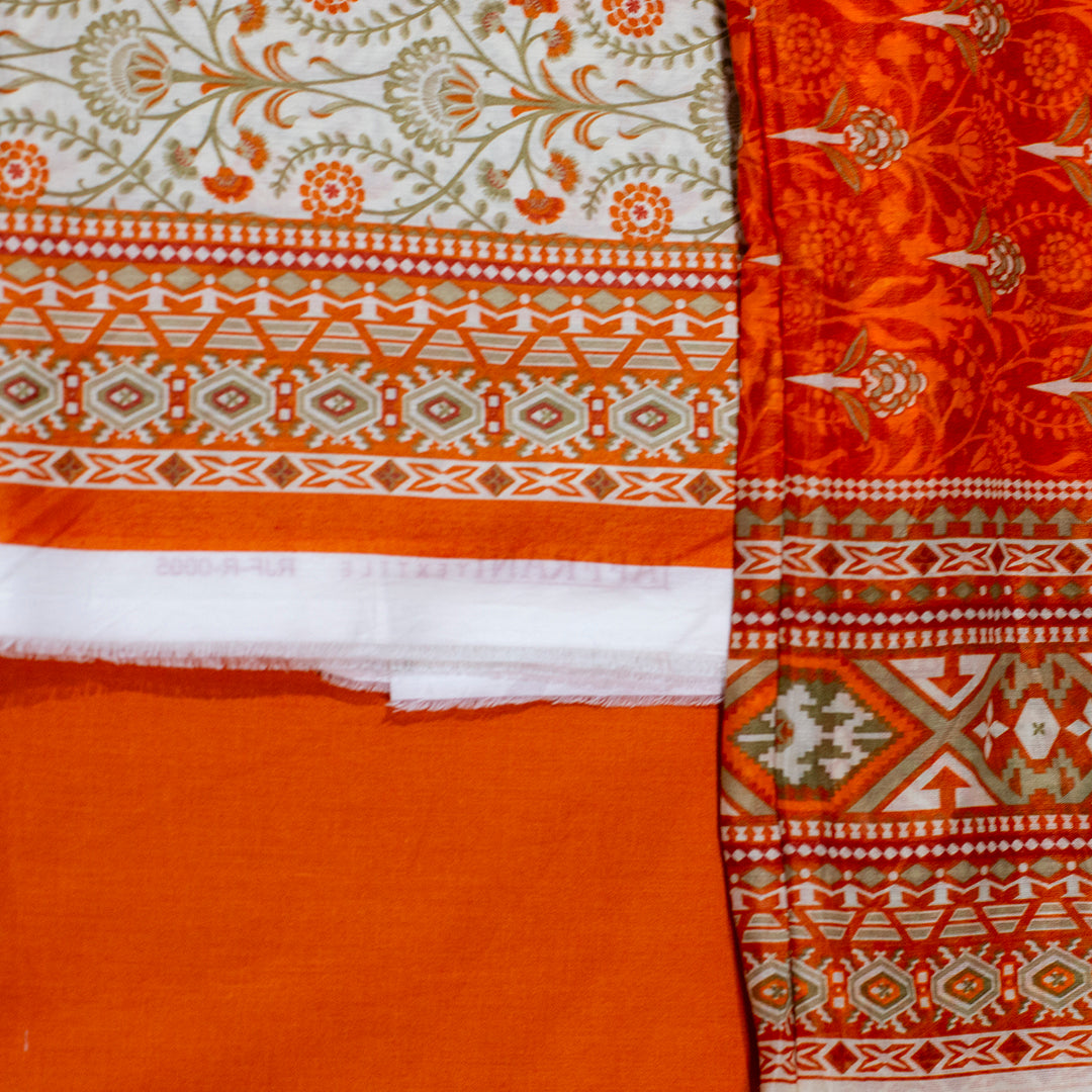 White & Orange Floral Print-10 Main image