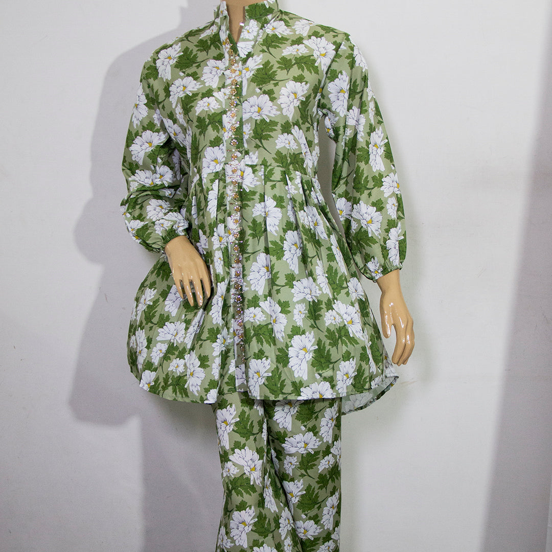 Green floral design-4