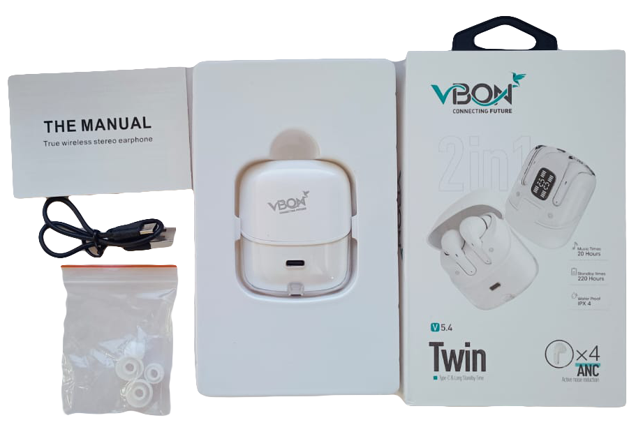 VBON Twin V5.4 2‑in‑1 ANC Earbuds
