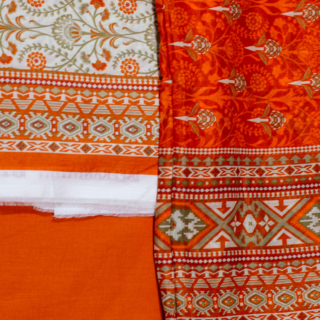 White & Orange Floral Print-10 Secondary image