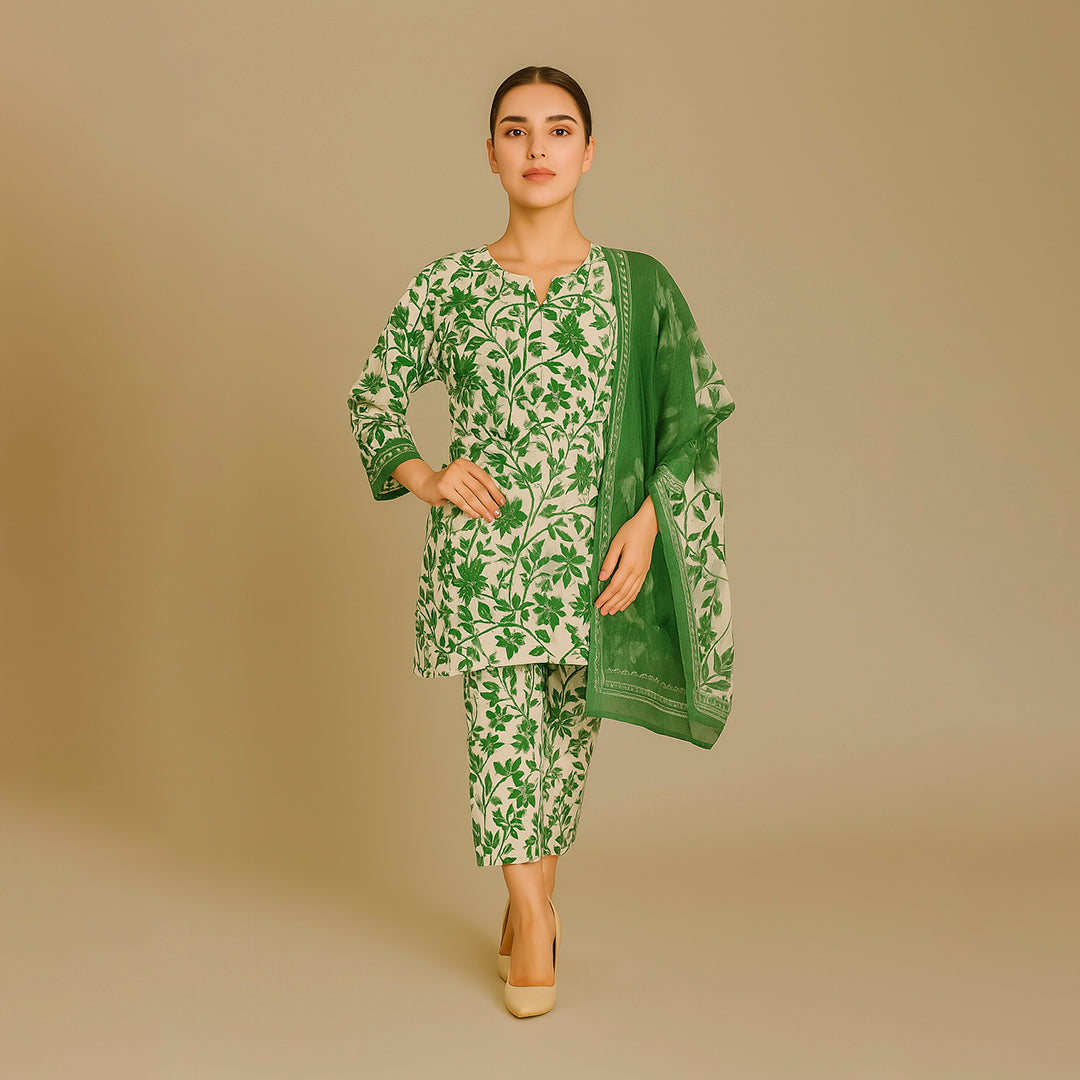 White & Green floral set 7