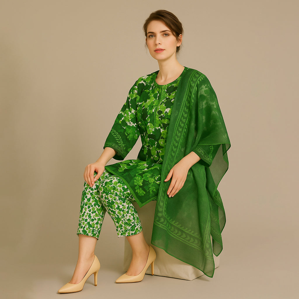 White & Green floral set 1