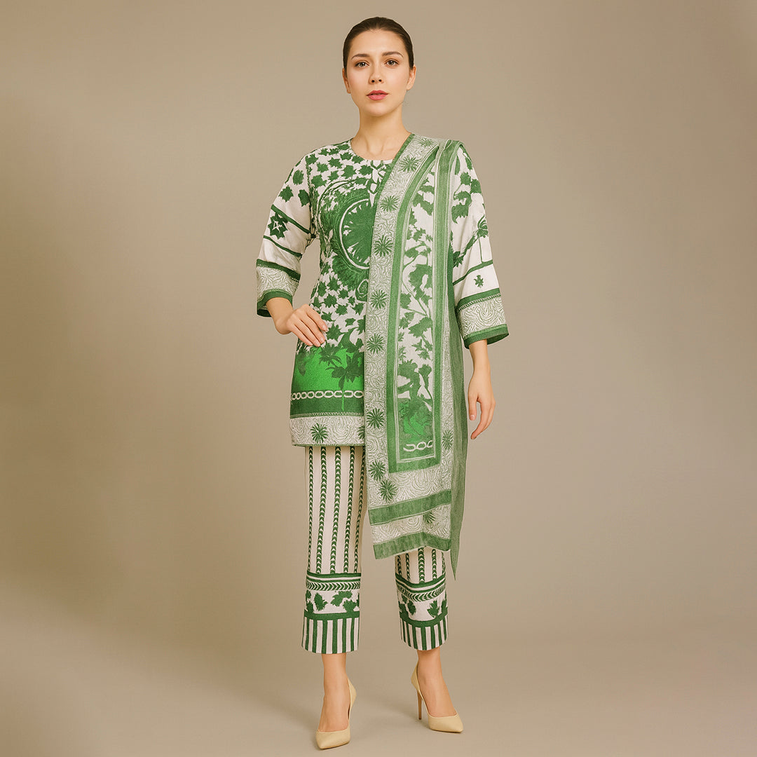 White & Green floral set 2