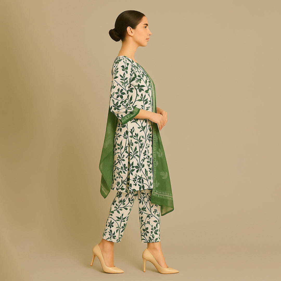 White & Green floral set 7