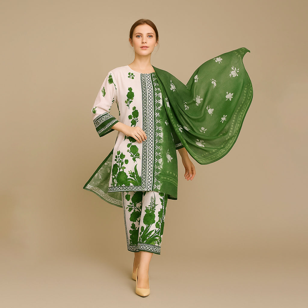 White & Green floral set 6