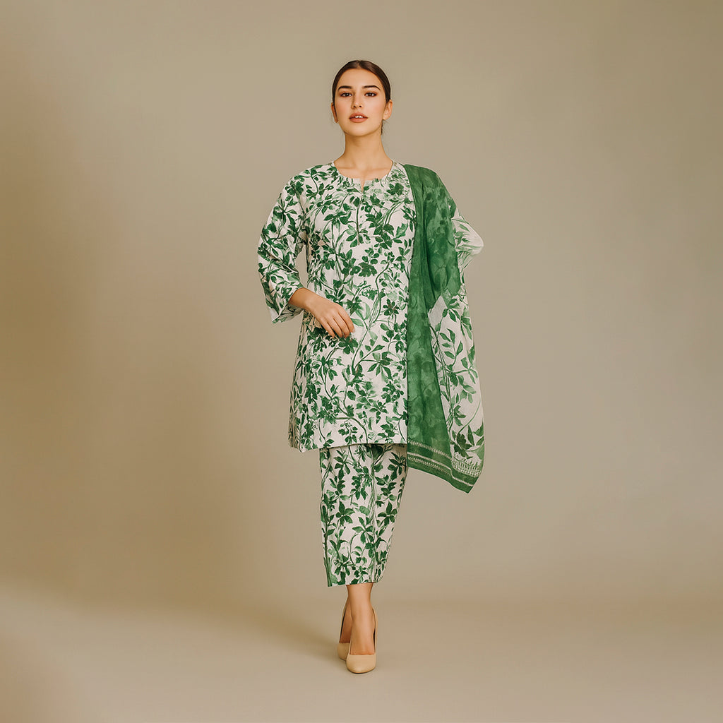 White & Green floral set 7