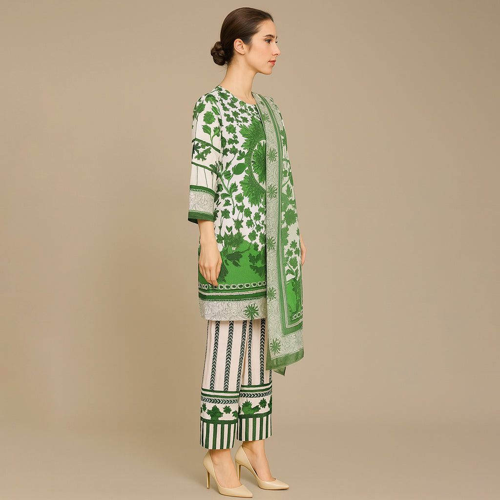 White & Green floral set 2