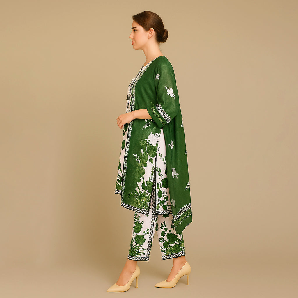 White & Green floral set 6