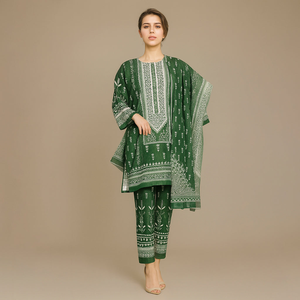 White & Green floral set 4