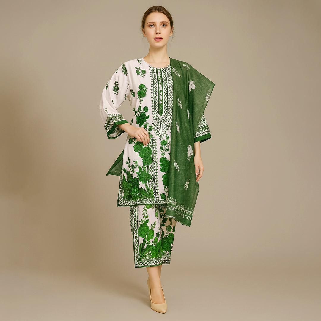 White & Green floral set 6 Main image