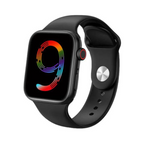I9 Pro Max black smart watch with colourful 9 dial on screen