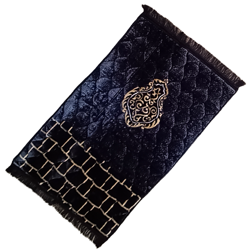 Navy blue quilted foam prayer mat 80x120cm with padded design